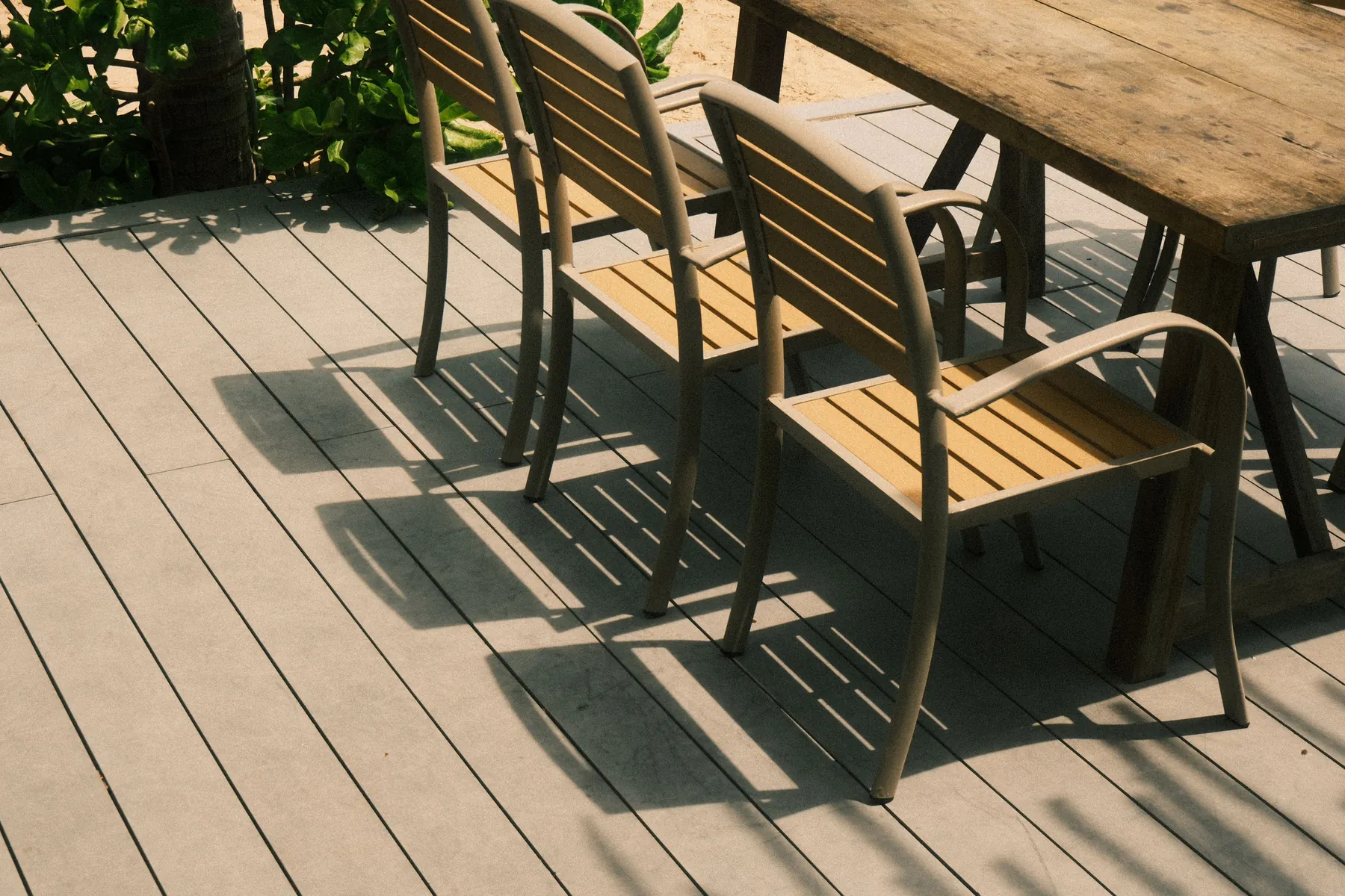 Restored outdoor timber deck at a modern Gold Coast home